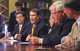 Sen. Bill Frist (R–TN) decries sharks' "ferocious impact" on marriage.